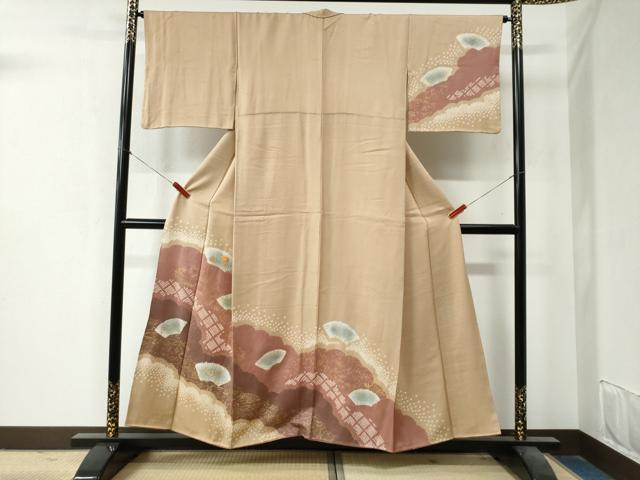 平和屋着物●訪問着　駒刺繍　道長地紙万寿菊花文　金彩　正絹　逸品　CAAZ3706yc