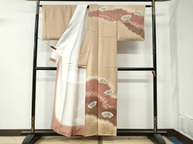 平和屋着物●訪問着　駒刺繍　道長地紙万寿菊花文　金彩　正絹　逸品　CAAZ3706yc