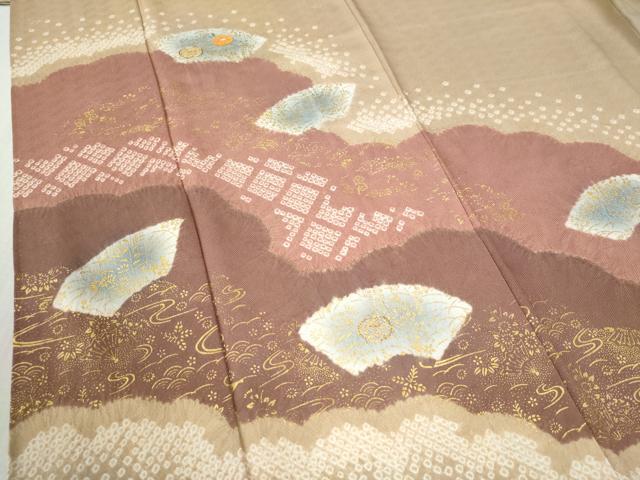 平和屋着物●訪問着　駒刺繍　道長地紙万寿菊花文　金彩　正絹　逸品　CAAZ3706yc