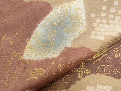 平和屋着物●訪問着　駒刺繍　道長地紙万寿菊花文　金彩　正絹　逸品　CAAZ3706yc