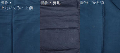 平和屋着物●男性 紬 アンサンブル 色無地 留紺色 正絹 逸品 CAAZ3709yc