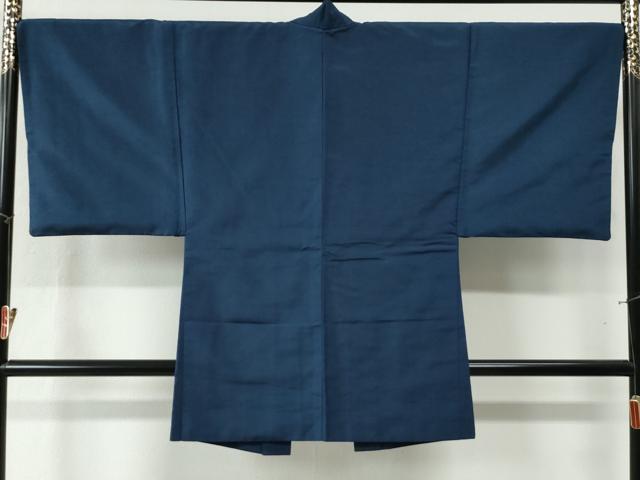 平和屋着物●男性 紬 アンサンブル 色無地 留紺色 正絹 逸品 CAAZ3709yc