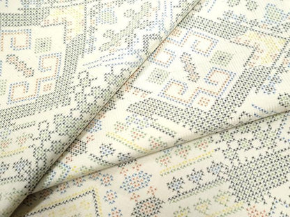 平和屋着物●本場大島紬　白大島　7マルキ　吉祥文　正絹　逸品　CABG0046yc