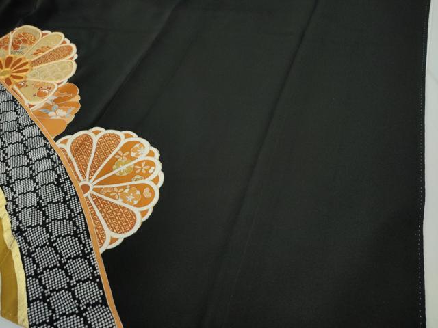 平和屋着物●豪華黒留袖　駒刺繍　吉祥花唐草文　金彩　正絹　逸品　CAAZ3721yc