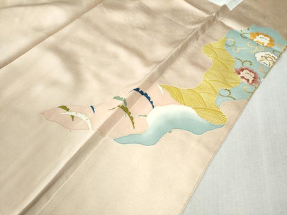 平和屋着物●訪問着　駒刺繍　浜松枝垂れ花唐草文　金彩　正絹　逸品　CAAZ3723yc