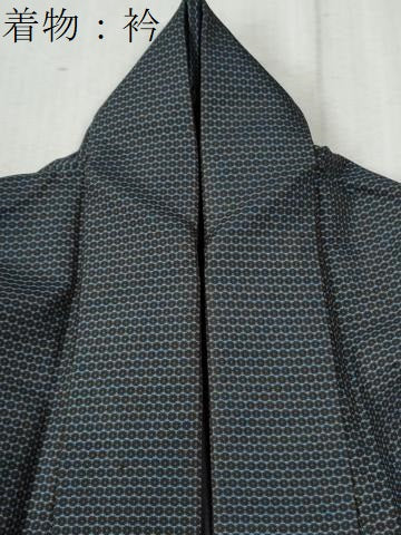 平和屋着物●男性 紬 アンサンブル 80亀甲 正絹 逸品 CAAZ3724yc