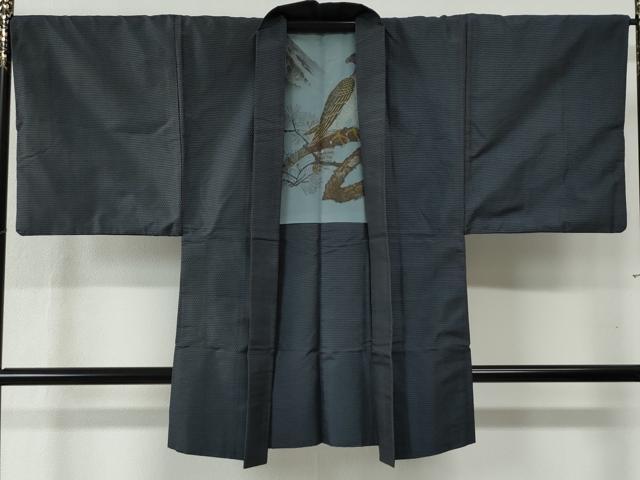 平和屋着物●男性 紬 アンサンブル 80亀甲 正絹 逸品 CAAZ3724yc