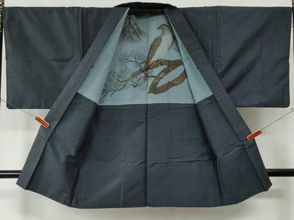 平和屋着物●男性 紬 アンサンブル 80亀甲 正絹 逸品 CAAZ3724yc