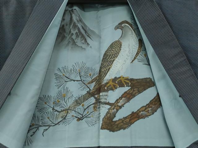 平和屋着物●男性 紬 アンサンブル 80亀甲 正絹 逸品 CAAZ3724yc