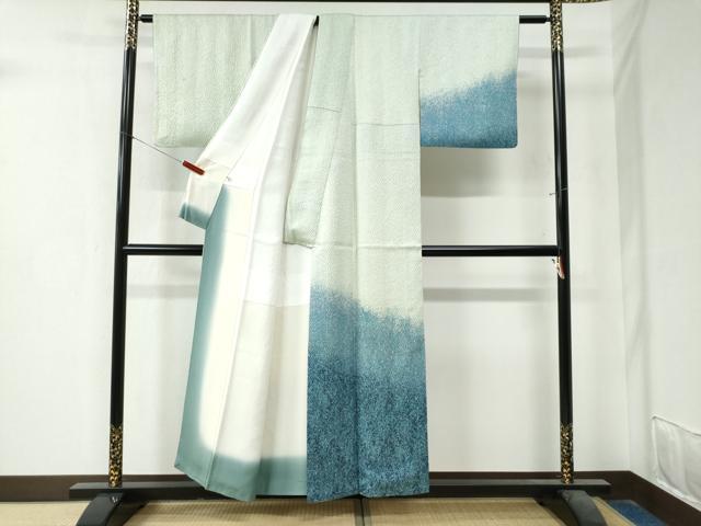 平和屋着物●名門　藤娘きぬたや・杢目絞り　訪問着　草木文　暈し染め　正絹　逸品　CAAZ3733yc