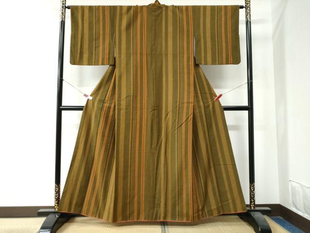平和屋着物●上質な紬　縞　正絹　逸品　CAAZ3753yc