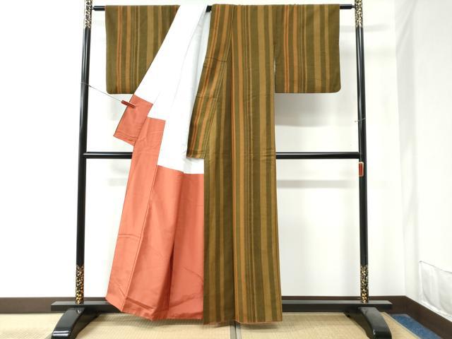 平和屋着物●上質な紬　縞　正絹　逸品　CAAZ3753yc