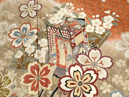 平和屋着物●豪華振袖　絞り　御所車舞花文　暈し染め　金彩　正絹　逸品　CAAZ3757yc
