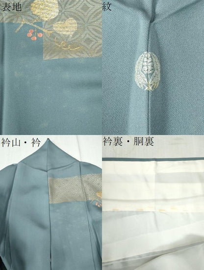 平和屋着物●訪問着　竹屋町刺繍　色紙吉祥南天蔦の葉文　金彩　正絹　逸品　CAAZ3763yc