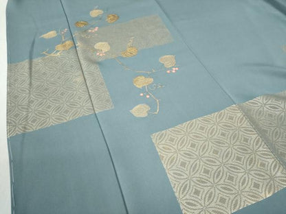 平和屋着物●訪問着　竹屋町刺繍　色紙吉祥南天蔦の葉文　金彩　正絹　逸品　CAAZ3763yc