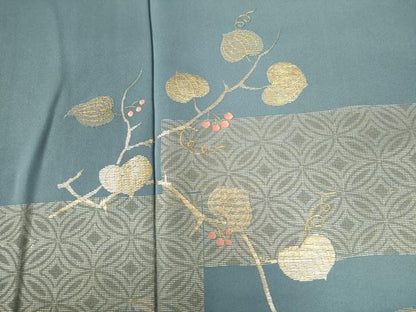 平和屋着物●訪問着　竹屋町刺繍　色紙吉祥南天蔦の葉文　金彩　正絹　逸品　CAAZ3763yc