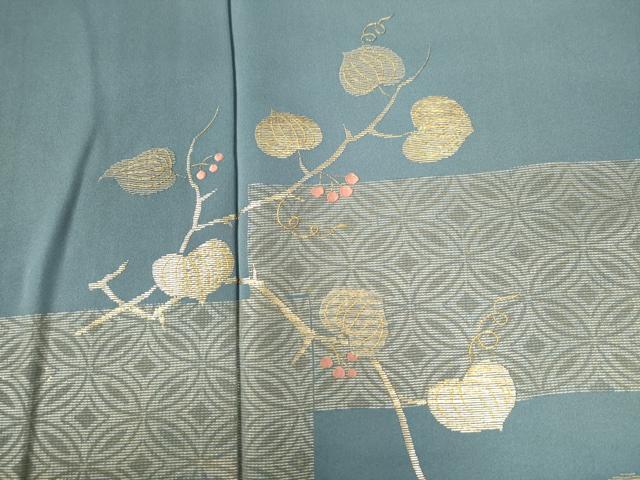平和屋着物●訪問着　竹屋町刺繍　色紙吉祥南天蔦の葉文　金彩　正絹　逸品　CAAZ3763yc