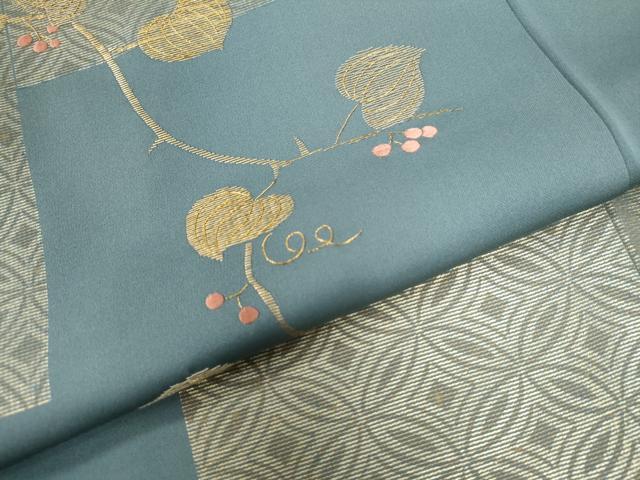 平和屋着物●訪問着　竹屋町刺繍　色紙吉祥南天蔦の葉文　金彩　正絹　逸品　CAAZ3763yc