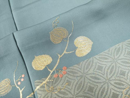 平和屋着物●訪問着　竹屋町刺繍　色紙吉祥南天蔦の葉文　金彩　正絹　逸品　CAAZ3763yc