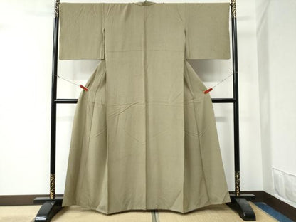 平和屋着物●江戸小紋 万筋 藍媚茶色×白橡色 正絹 逸品 CAAZ3765yc