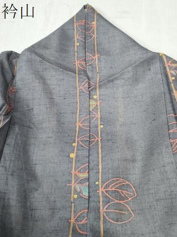 平和屋着物●上質な小紋 紬地 枝葉文 正絹 逸品 CAAZ3766yc