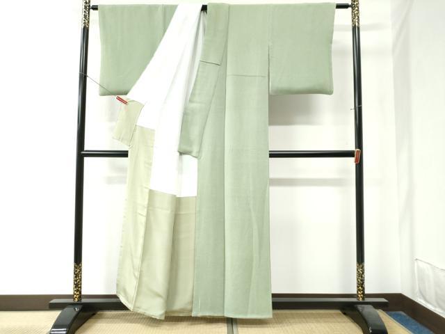 平和屋着物●上質な色無地　裏葉柳色　鬼しぼ縮緬　ますいわ屋扱い　正絹　逸品　CAAZ3769yc
