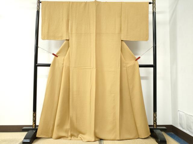平和屋着物●上質な色無地　紋意匠　萱草色　正絹　逸品　CAAZ3806yc