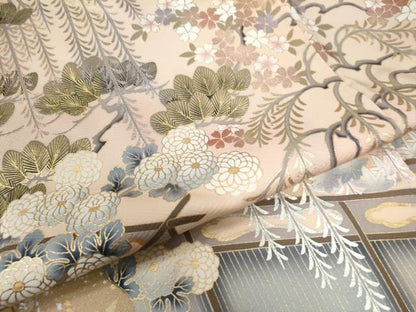 平和屋着物●豪華色留袖　作家物　枝垂れ柳花松文　暈し染め　金銀彩　正絹　逸品　CAAZ3826yc