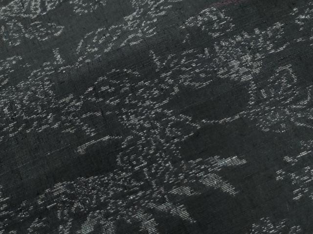 平和屋着物●上質な紬 草花文 黒地 正絹 逸品 CAAZ3839yc
