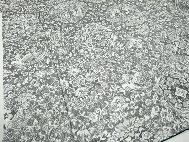 平和屋着物●上質なお召　天目織　更紗花鳥文　正絹　逸品　CAAZ3872yc