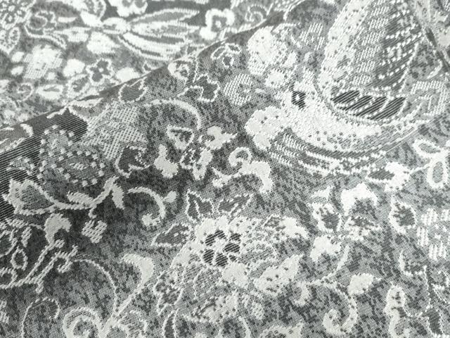 平和屋着物●上質なお召　天目織　更紗花鳥文　正絹　逸品　CAAZ3872yc