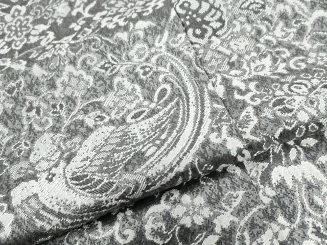 平和屋着物●上質なお召　天目織　更紗花鳥文　正絹　逸品　CAAZ3872yc