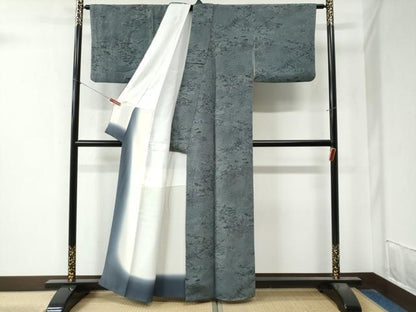 平和屋着物●上質な小紋 型染め 鉾風景文 鬼しぼ縮緬 正絹 逸品 CAAZ3876yc