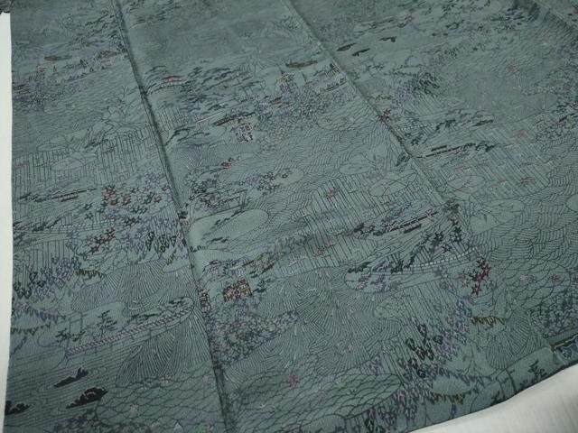 平和屋着物●上質な小紋 型染め 鉾風景文 鬼しぼ縮緬 正絹 逸品 CAAZ3876yc