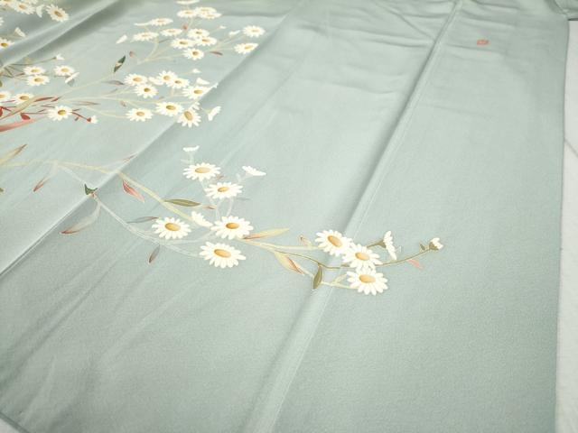 平和屋着物●訪問着　友禅　作家物　休み鳥枝花文　正絹　逸品　CAAZ3888yc