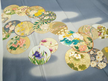 平和屋着物●豪華色留袖　花鳥丸文　暈し染め　金彩　正絹　逸品　CAAZ3895yc