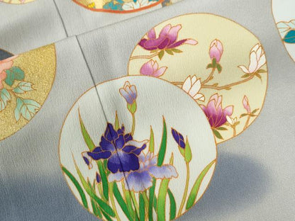 平和屋着物●豪華色留袖　花鳥丸文　暈し染め　金彩　正絹　逸品　CAAZ3895yc