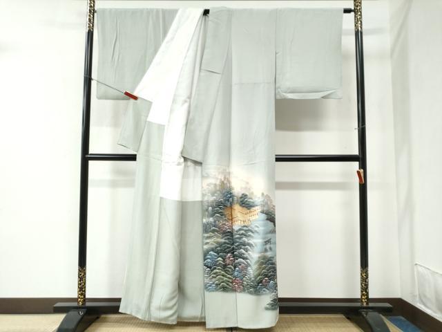 平和屋着物●色留訪問着　作家物　手描き　宮島　暈し染め　金彩　正絹　逸品　CAAZ3897yc