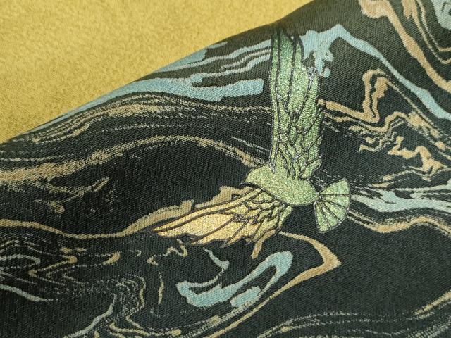 平和屋着物○染色作家 斉藤三才 訪問着 三才鳥 墨流し文様 暈し