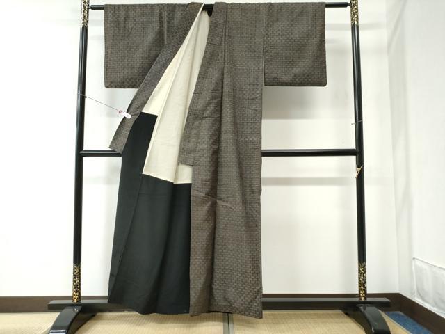 平和屋着物●本場大島紬　龍郷絣　秋名バラ　正絹　逸品　CAAZ3944yc