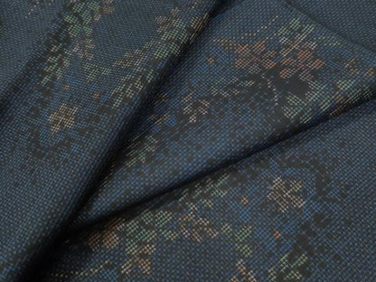 平和屋着物●本場大島紬　9マルキ　流水草花文　正絹　逸品　CAAZ3967yc