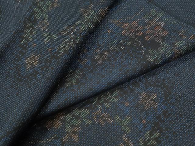 平和屋着物●本場大島紬　9マルキ　流水草花文　正絹　逸品　CAAZ3967yc