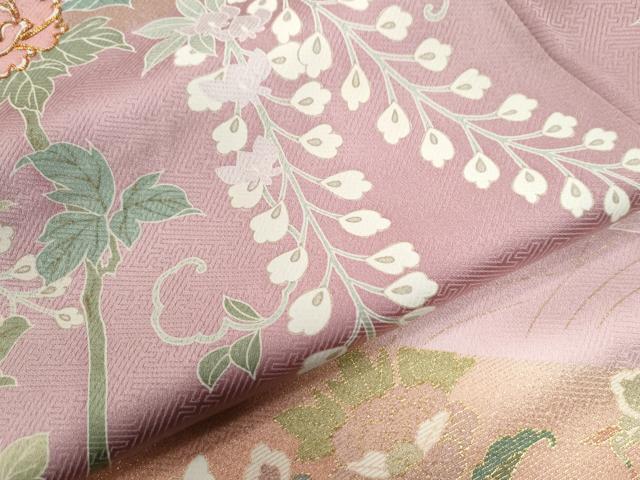 平和屋着物●訪問着　総刺繍　駒刺繍　花車　牡丹　暈し染め　金糸　正絹　逸品　CABE2639yc 平和屋着物○訪問着 駒刺繍 牡丹枝垂れ花文 暈し染め 金彩