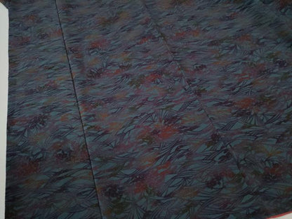 平和屋着物●上質な小紋　藍　型染め　草花文　正絹　逸品　CAAZ3986yc