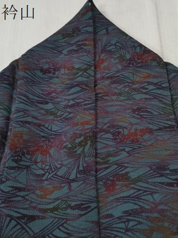 平和屋着物●上質な小紋　藍　型染め　草花文　正絹　逸品　CAAZ3986yc