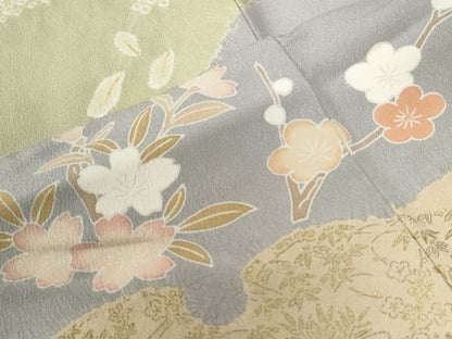 平和屋着物●創業460年・千總　訪問着　駒刺繍　絞り　地紙松竹梅花文　金彩　正絹　逸品　CAAZ3996yc