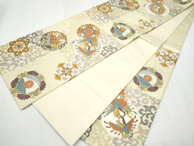 平和屋着物●六通柄袋帯 慶祥唐織 正倉院花鳥文 金糸 正絹 逸品 CAAZ4006hy