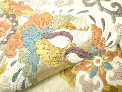 平和屋着物●六通柄袋帯 慶祥唐織 正倉院花鳥文 金糸 正絹 逸品 CAAZ4006hy