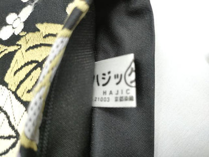 平和屋着物●西陣 岡文織物 六通柄袋帯 唐織 仕覆枝花文 黒地 証紙付き 正絹 逸品 CAAZ4009hy