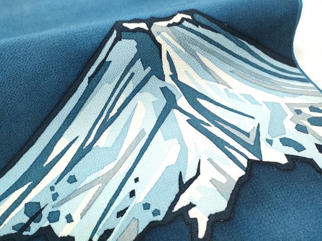平和屋着物●太鼓柄袋帯　藍　型染め　遠山文　鬼しぼ縮緬　正絹　逸品　CAAZ4015hy
